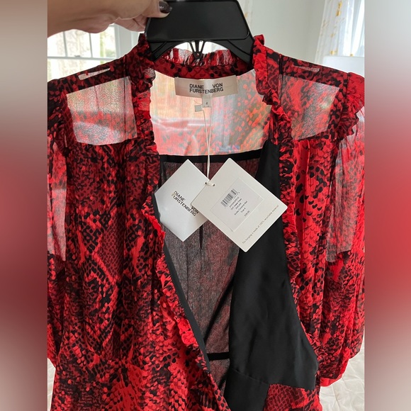 Diane Von Furstenberg DVF Adele Dress snake print carmine red - New with tags - Picture 5 of 11